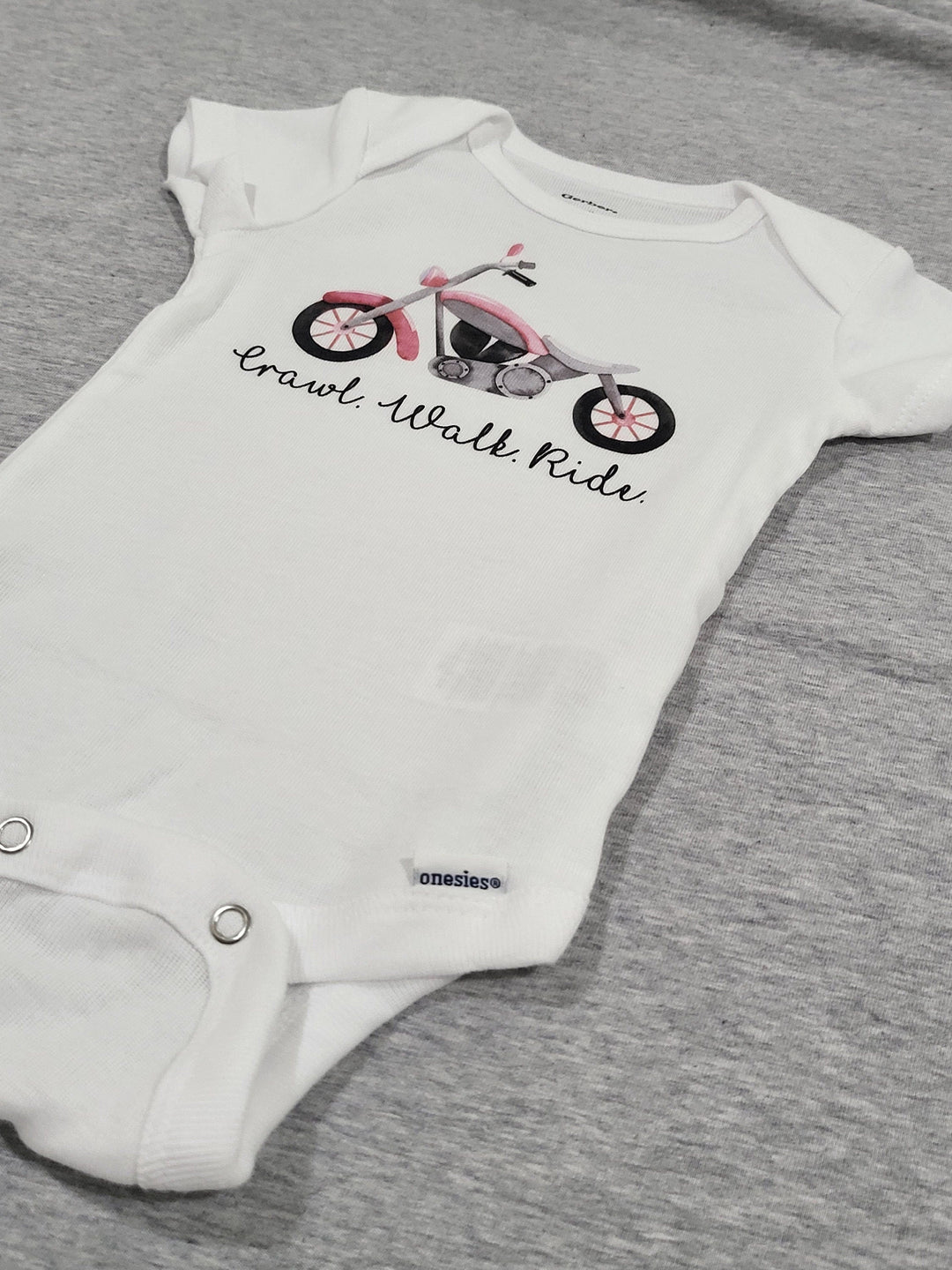 Motorcycle Crawl - Baby Boy Girl Clothes Infant Bodysuit Funny Cute Newborn Onesie