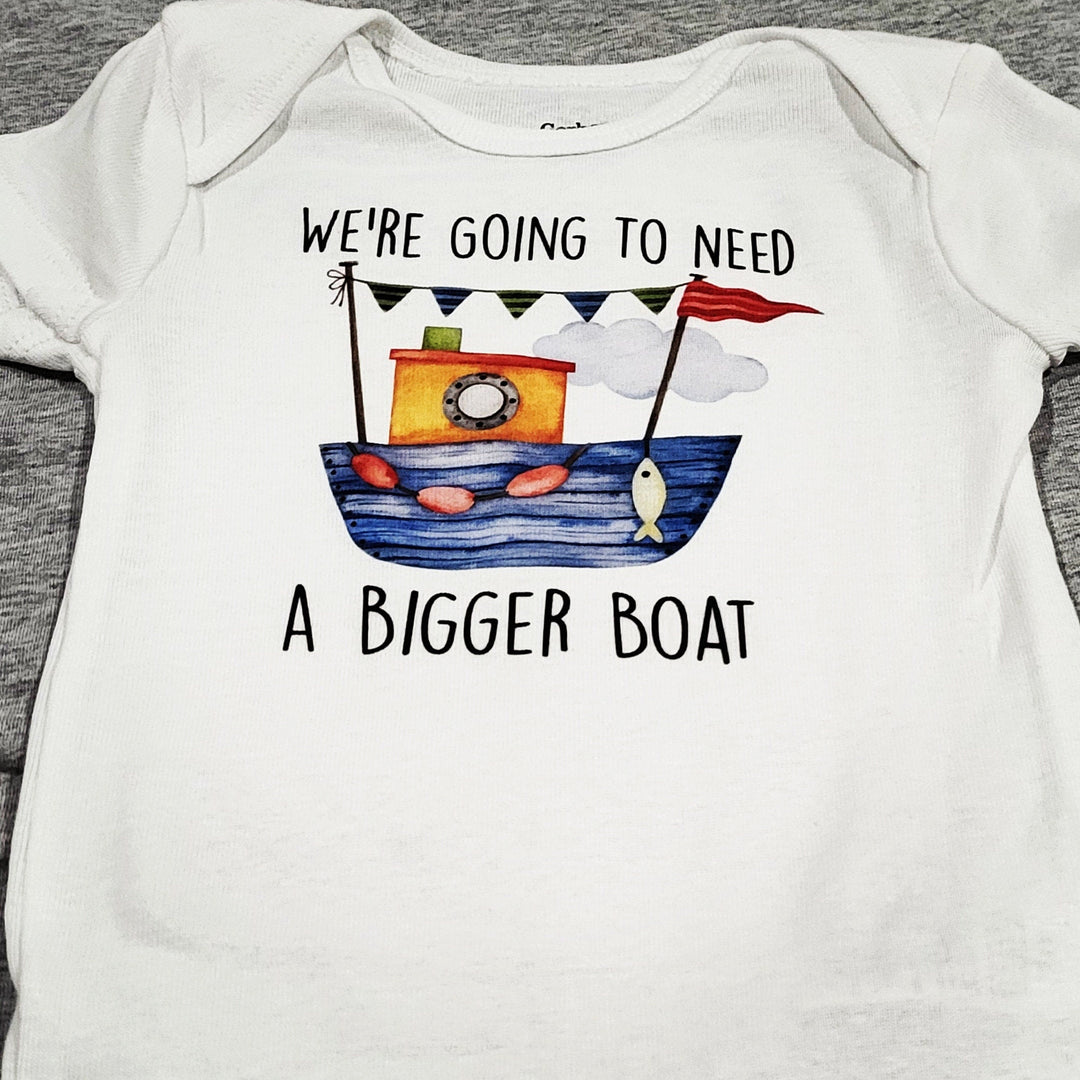 Bigger Boat Shark - Baby Boy Girl Clothes Infant Bodysuit Funny Cute Newborn Onesie