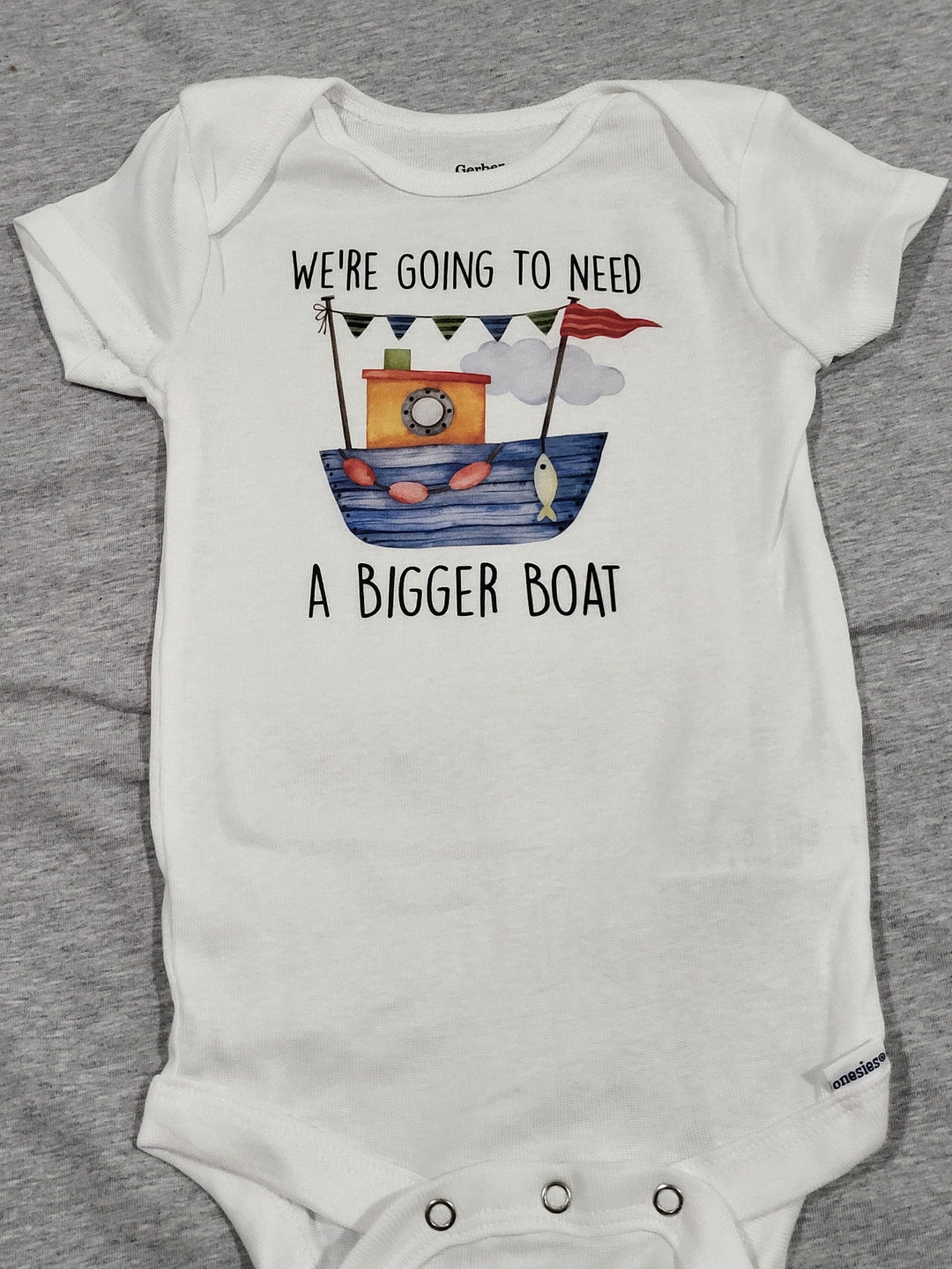 Bigger Boat Shark - Baby Boy Girl Clothes Infant Bodysuit Funny Cute Newborn Onesie