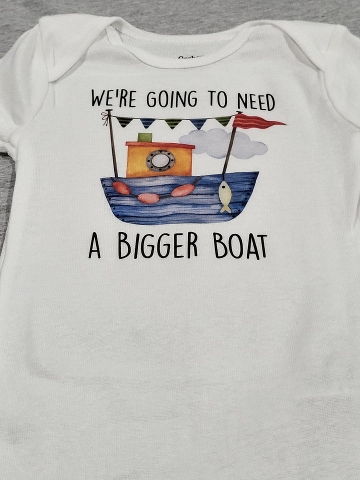 Bigger Boat Shark - Baby Boy Girl Clothes Infant Bodysuit Funny Cute Newborn Onesie