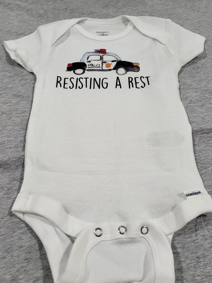 Police Resisting - Baby Boy Girl Clothes Infant Bodysuit Funny Cute Newborn Onesie