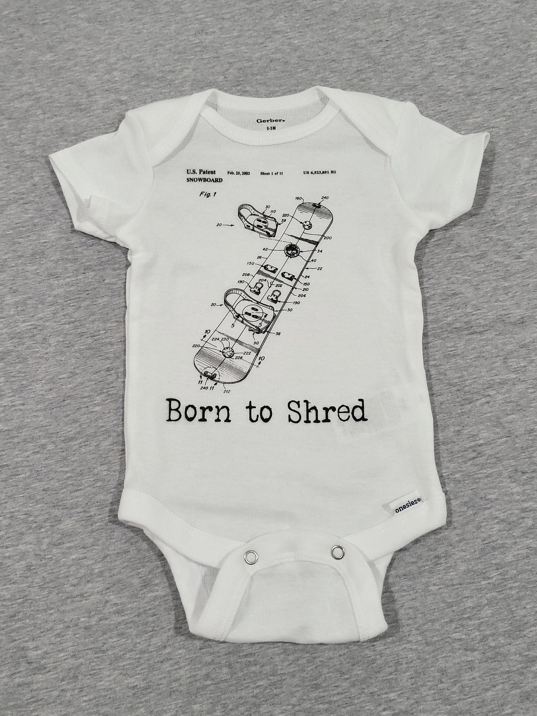 Snowboarding Patent - Baby Boy Girl Clothes Infant Bodysuit Funny Cute Newborn Onesie