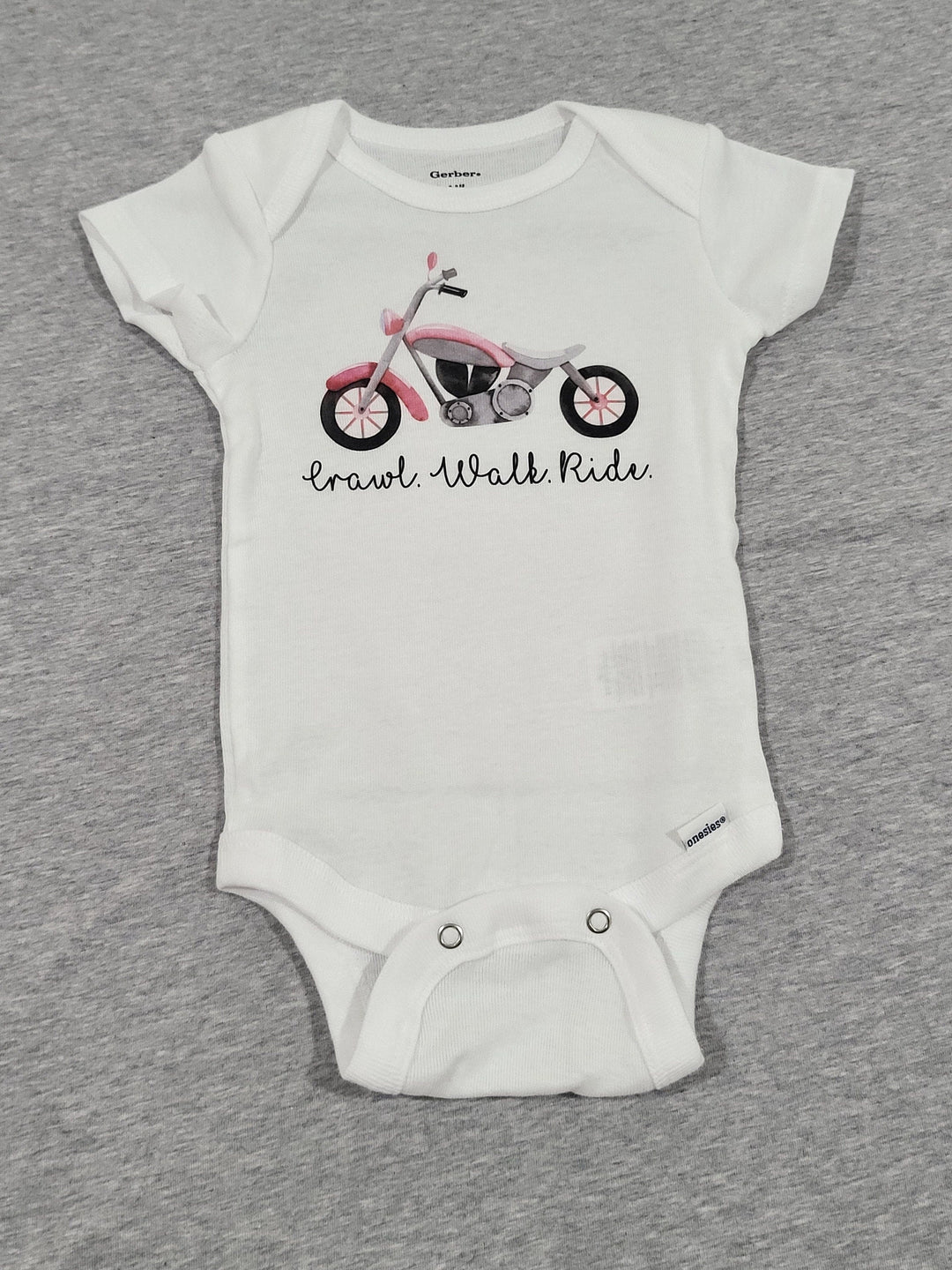 Motorcycle Crawl - Baby Boy Girl Clothes Infant Bodysuit Funny Cute Newborn Onesie