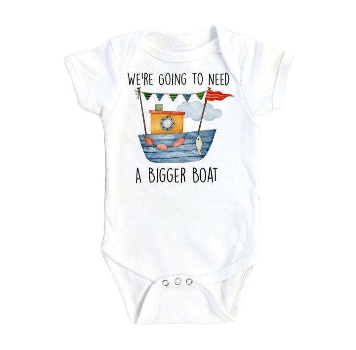 Bigger Boat Shark - Baby Boy Girl Clothes Infant Bodysuit Funny Cute Newborn Onesie