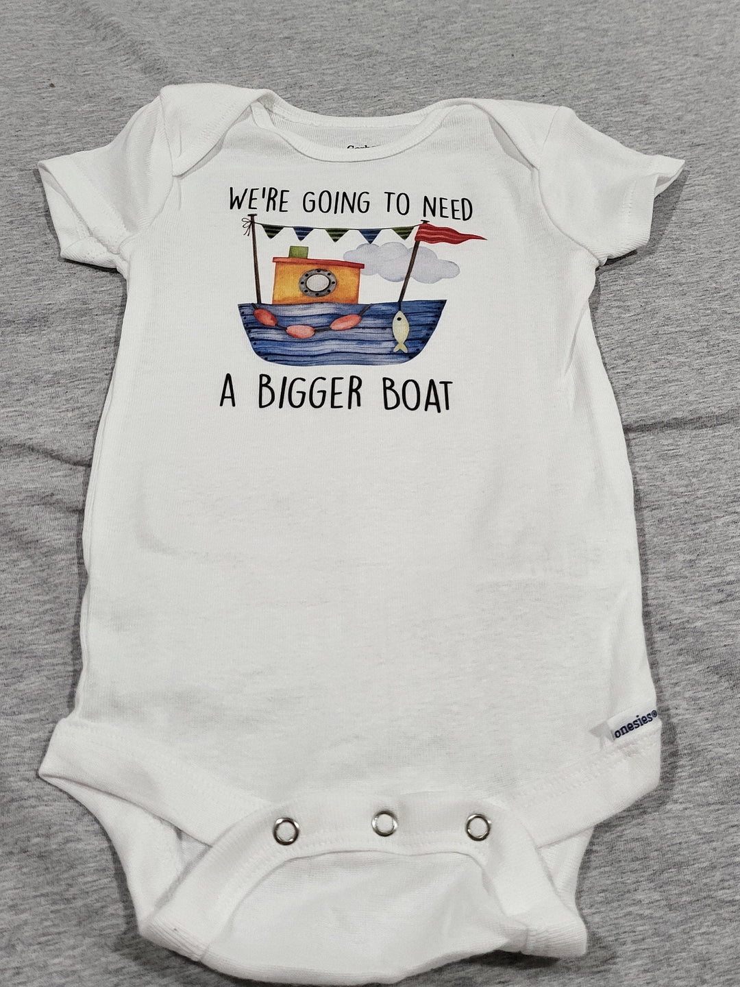 Bigger Boat Shark - Baby Boy Girl Clothes Infant Bodysuit Funny Cute Newborn Onesie