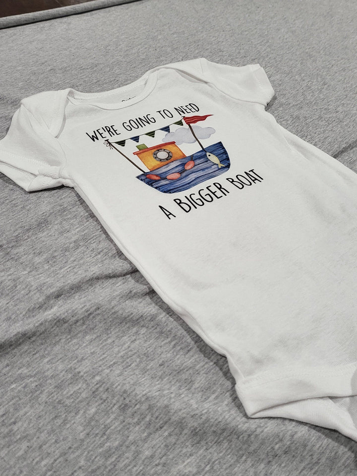 Bigger Boat Shark - Baby Boy Girl Clothes Infant Bodysuit Funny Cute Newborn Onesie