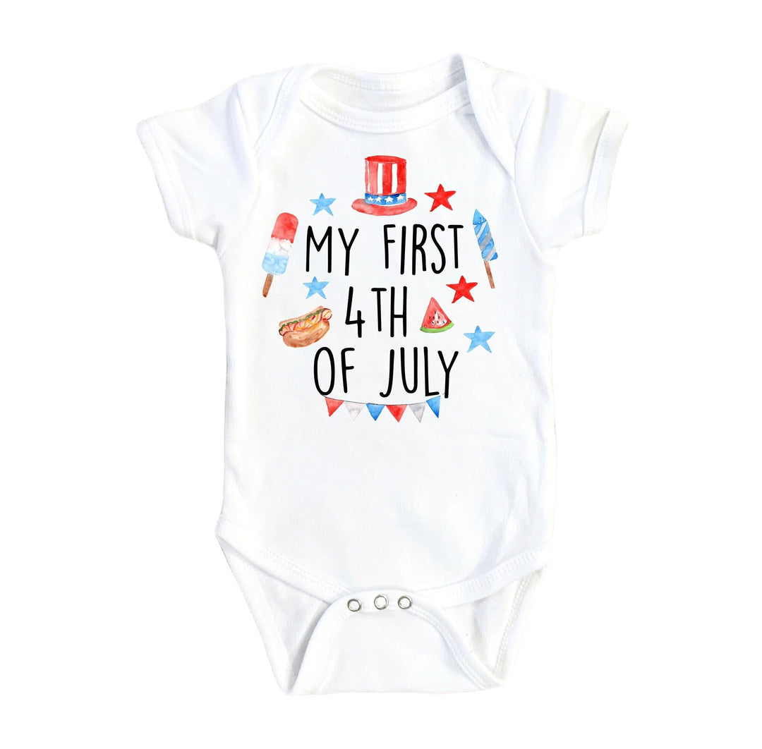 First July 4Th - Baby Boy Girl Clothes Infant Bodysuit Funny Cute Newborn Onesie