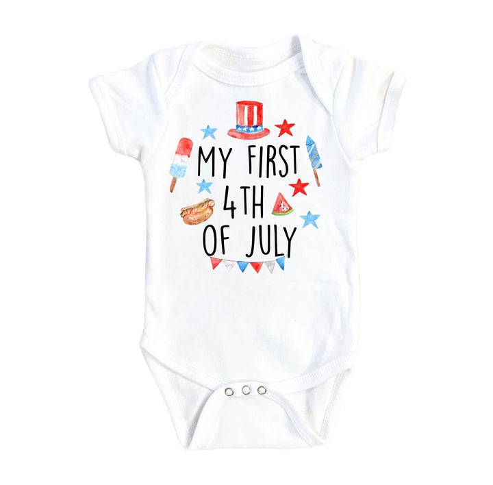 First July 4Th - Baby Boy Girl Clothes Infant Bodysuit Funny Cute Newborn Onesie