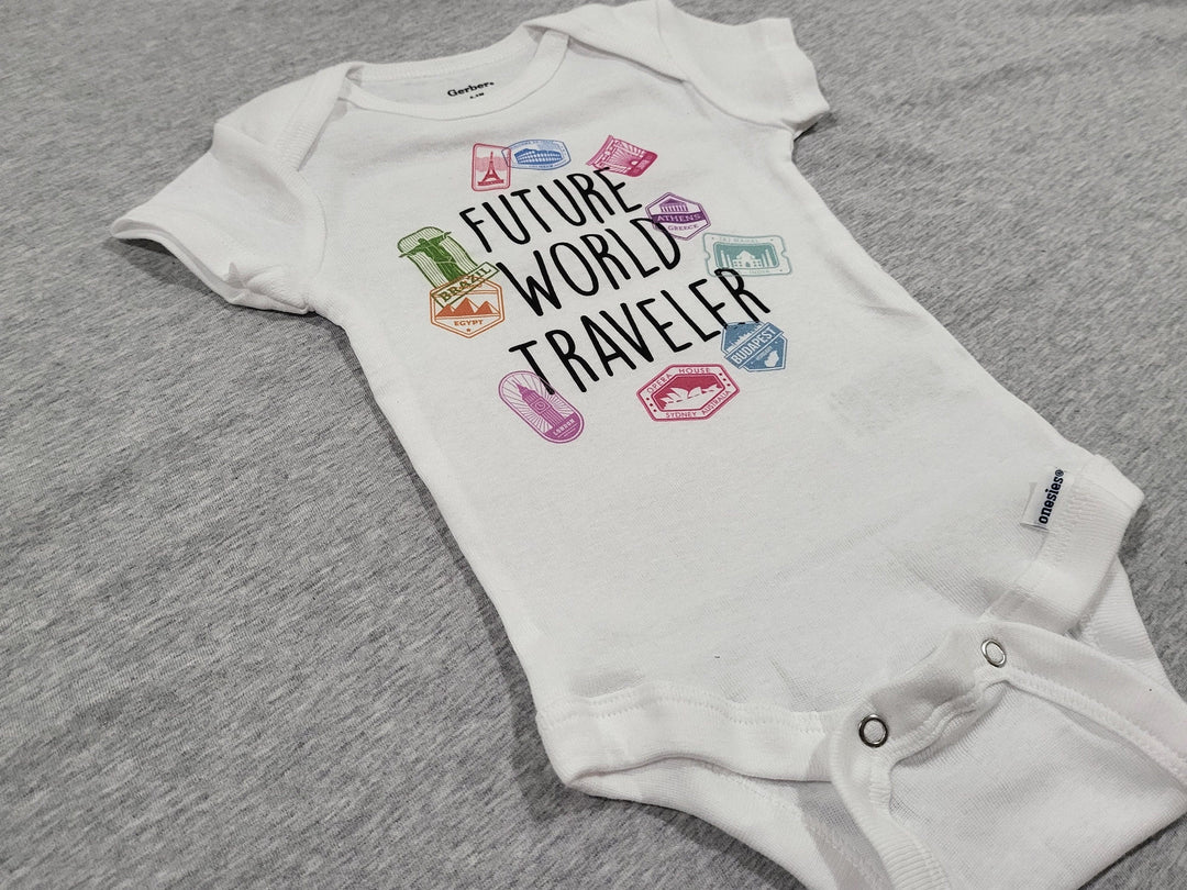 Traveler Stamps - Baby Boy Girl Clothes Infant Bodysuit Funny Cute Newborn Onesie