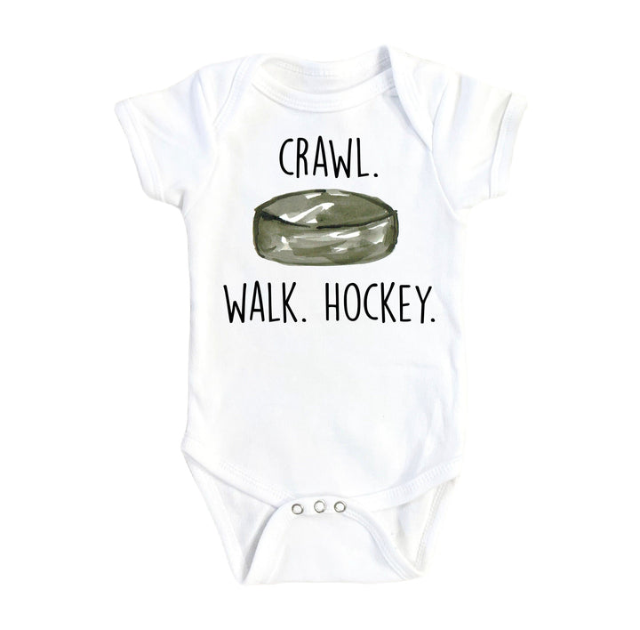 Hockey Crawl Walk - Baby Boy Girl Clothes Infant Bodysuit Funny Cute Newborn Onesie