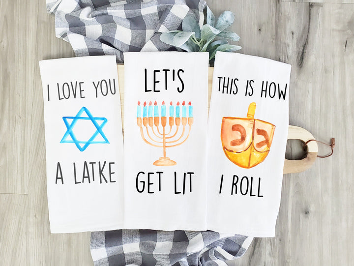 Jewish Hannukah - Kitchen Tea Towel, Hand Dish, Housewarming, Funny, Friend, Gift