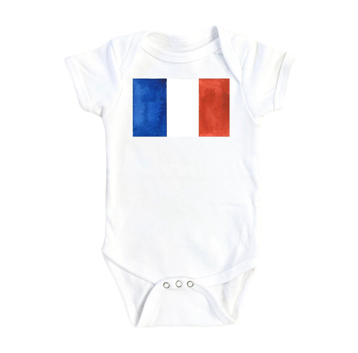 French Flag - Baby Boy Girl Clothes Infant Bodysuit Funny Cute Newborn Onesie