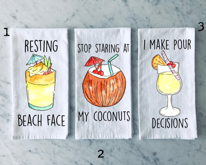 Cocktail Beach Coastal - Kitchen Tea Towel, Hand Dish, Housewarming, Funny, Friend, Gift