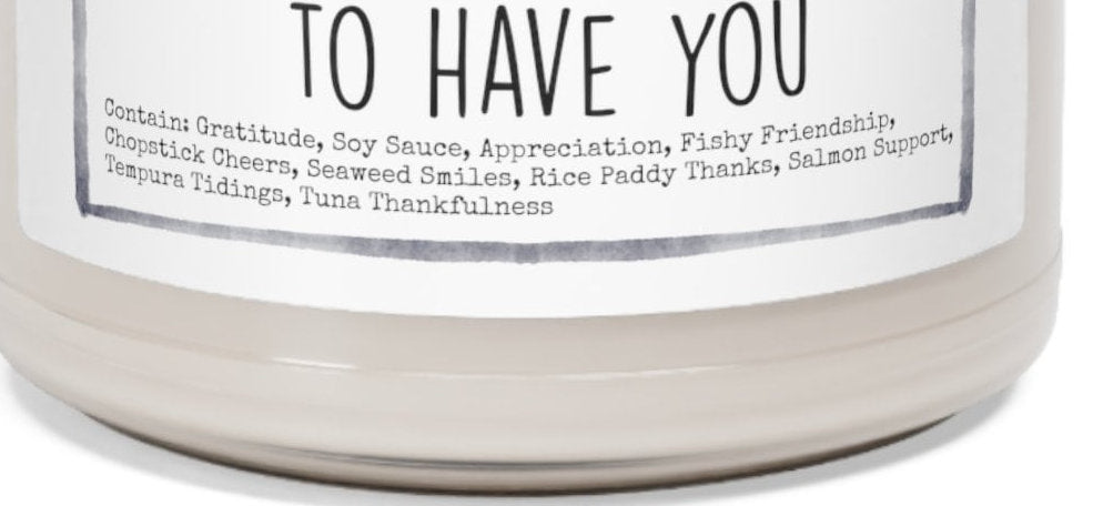 Thank You Sushi - 9oz Soy Candle, Birthday,  Friend, Birthday Gift, Men Women