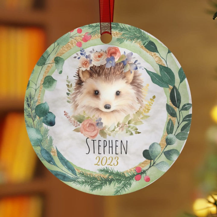 Hedgehog Animal Christmas Ornament, Ceramic, Personalized, Custom, Tree