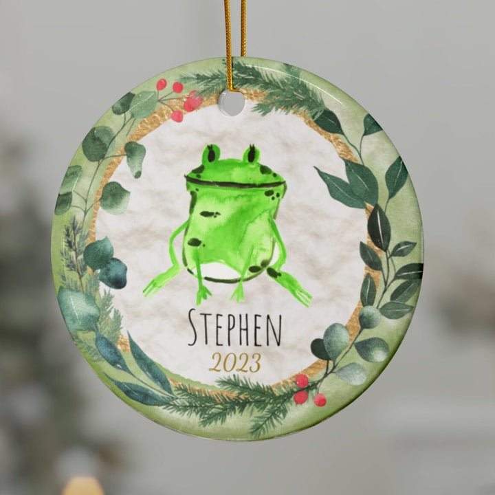 Frog Funny Christmas Ornament, Ceramic, Personalized, Custom, Tree