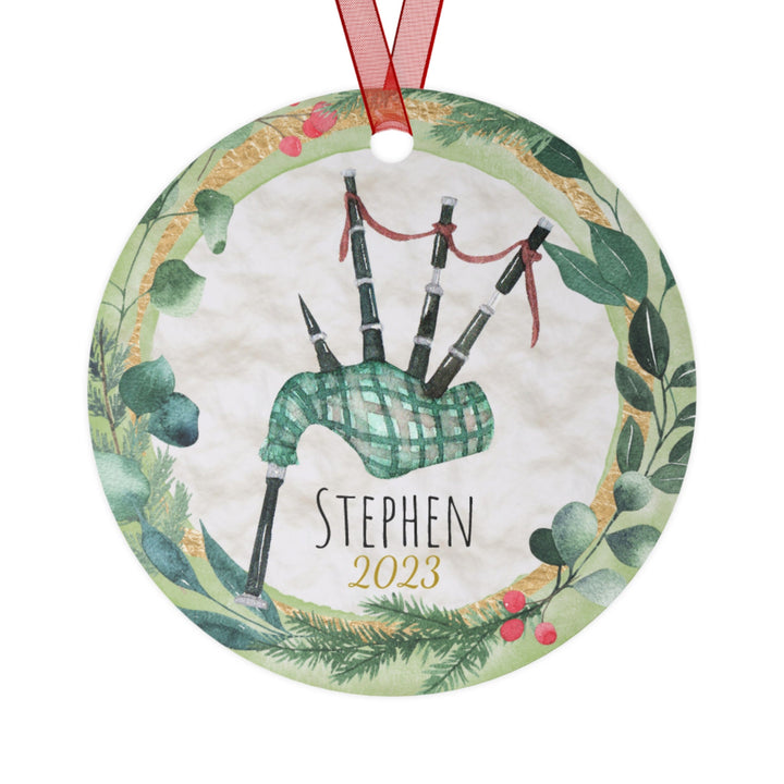 Scotland Bagpipes Christmas Ornament, Ceramic, Funny Personalized, Tree Decoration