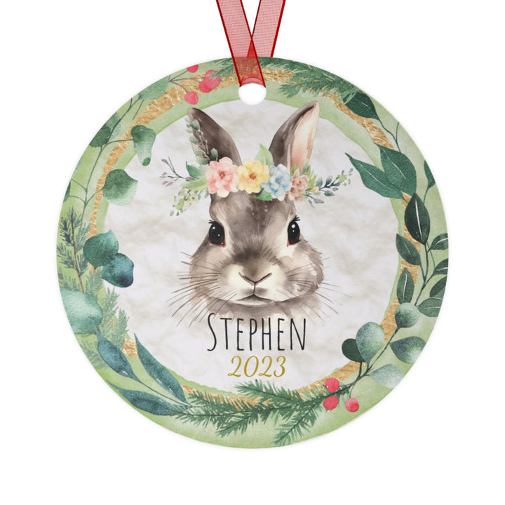 Easter Bunny Christmas Ornament, Ceramic, Personalized, Tree Decoration