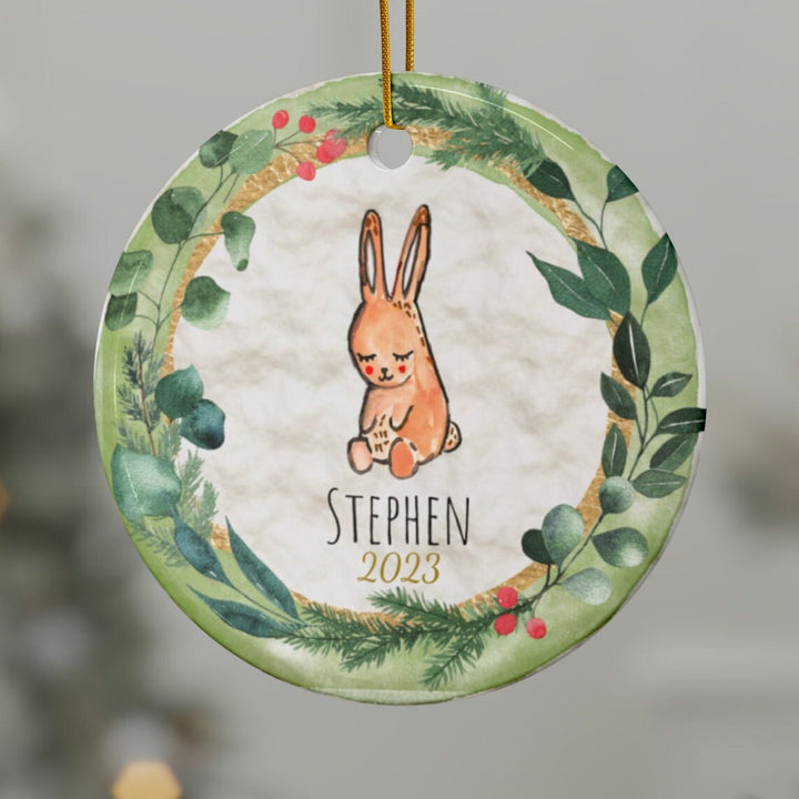 Rabbit Bunny Christmas Ornament, Ceramic, Personalized, Custom, Tree