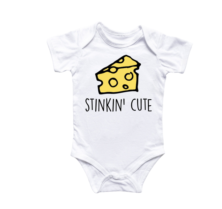 Stinkin Cute Cheese - Baby Boy Girl Clothes Infant Bodysuit Funny Newborn 2 Onesie