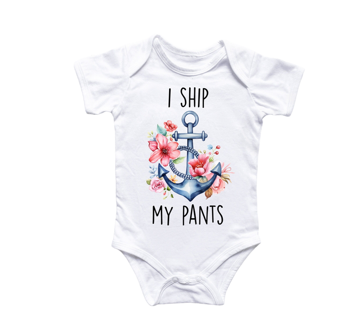 Boat Anchor Nautical - Baby Boy Girl Clothes Infant Bodysuit Funny Cute Newborn 4 Onesie