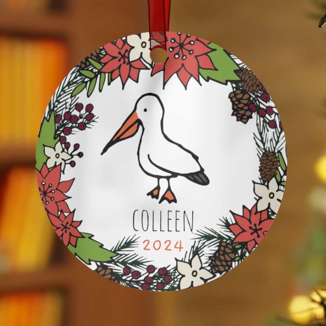 Pelican Nola - Christmas Ornament, Ceramic, Funny, Personalized, Tree Decoration