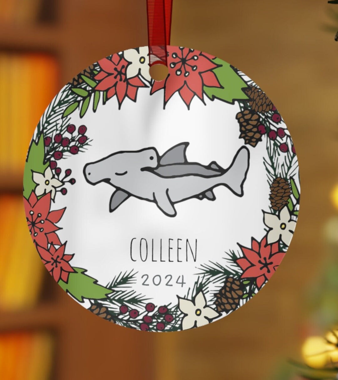 Hammerhead Shark - Christmas Ornament, Ceramic, Funny, Personalized, Tree Decoration