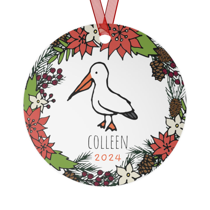 Pelican Nola - Christmas Ornament, Ceramic, Funny, Personalized, Tree Decoration