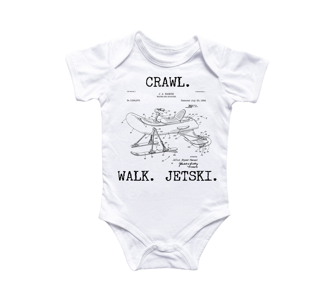 Jet Ski Patent - Baby Boy Girl Clothes Infant Bodysuit Funny Cute Newborn Onesie