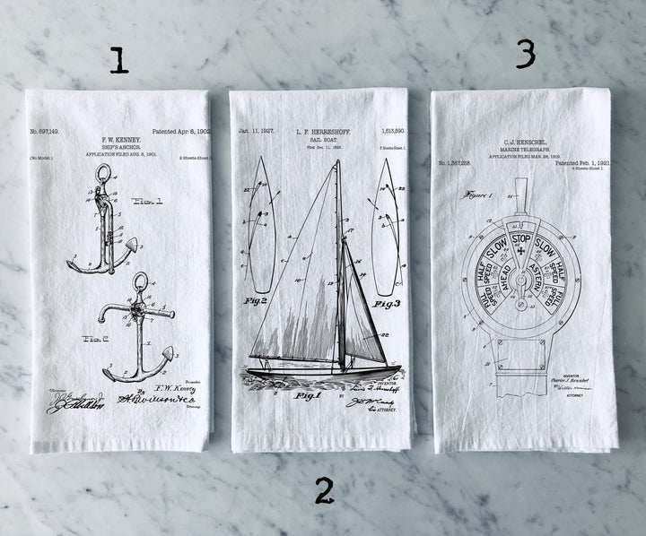 Nautical Sailboat - Kitchen Tea Towel, Hand Dish, Housewarming, Funny, Friend, Gift