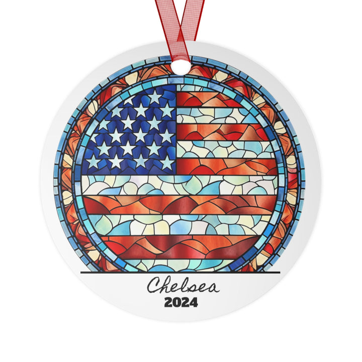 Patriotic Usa Christmas Ornament, Ceramic, Personalized, Custom, Tree