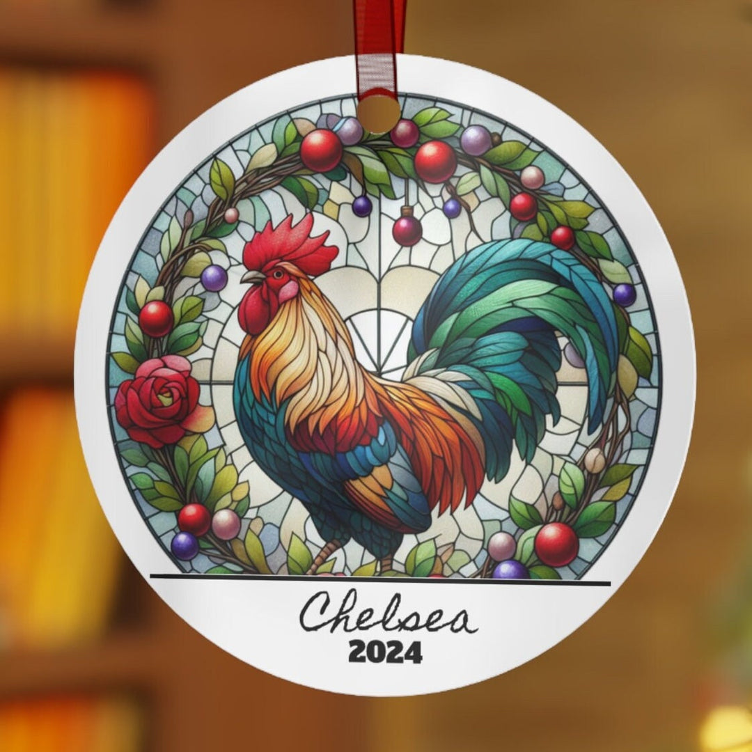 Rooster Chicken Farm Christmas Ornament, Ceramic, Funny Personalized, Tree Decoration