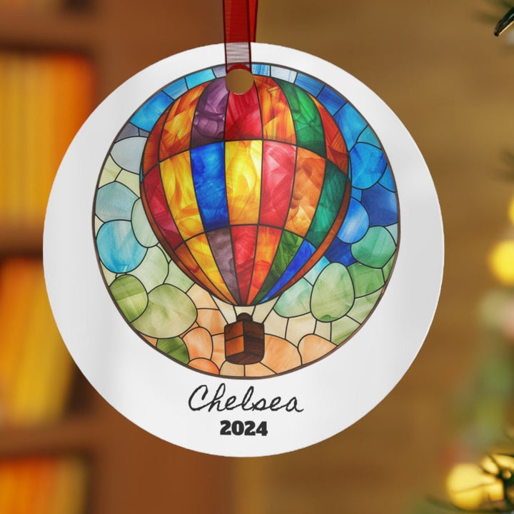 Hot Air Balloon Adventure Christmas Ornament, Ceramic, Personalized, Custom, Tree