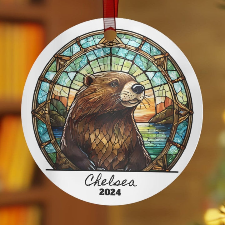 Otter Animal Zoo Christmas Ornament, Ceramic, Personalized, Custom, Tree