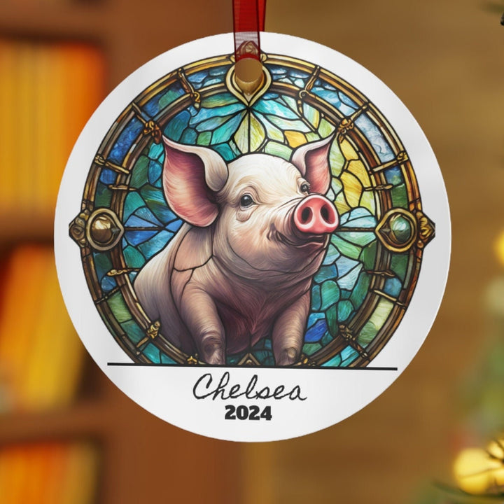 Pig Farm Animal Christmas Ornament, Ceramic, Personalized, Custom, Tree