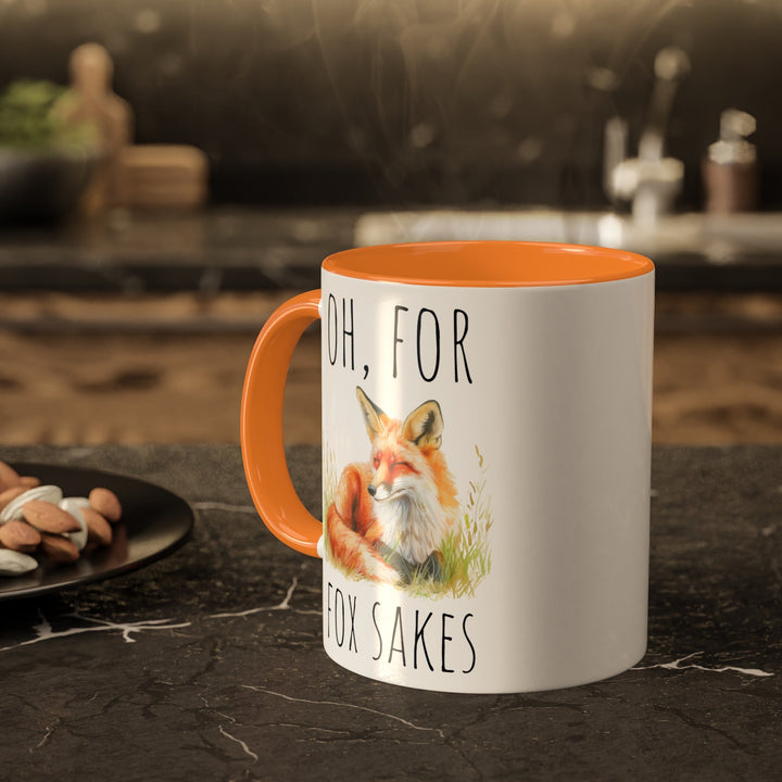 a coffee mug with a picture of a fox on it