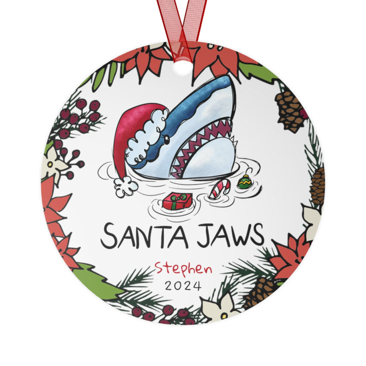 Santa Shark Beach Christmas Ornament, Ceramic, Personalized, Custom, Tree