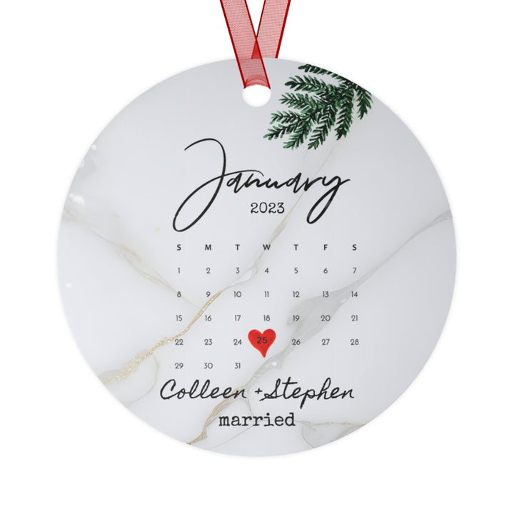 Wedding Calendar Married Christmas Ornament, Ceramic, Personalized, Custom, Tree