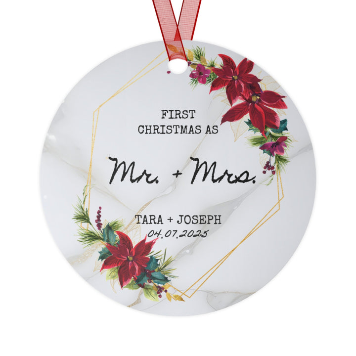 Mr And Mrs Wedding First Christmas Ornament, Ceramic, Personalized, Custom, Tree