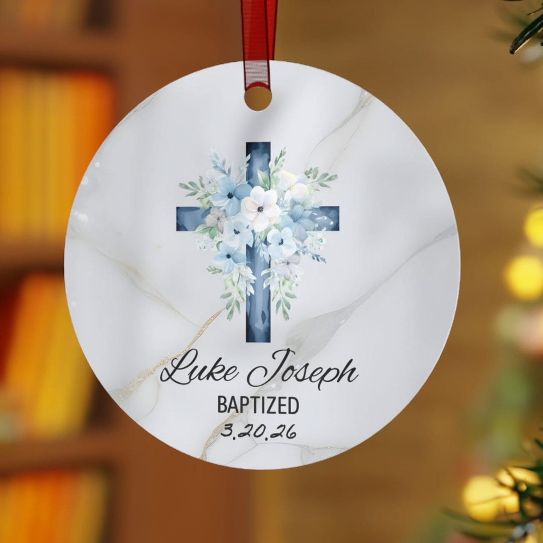 Baptism Boy Religious Christmas Ornament, Ceramic, Funny Personalized, Tree 2