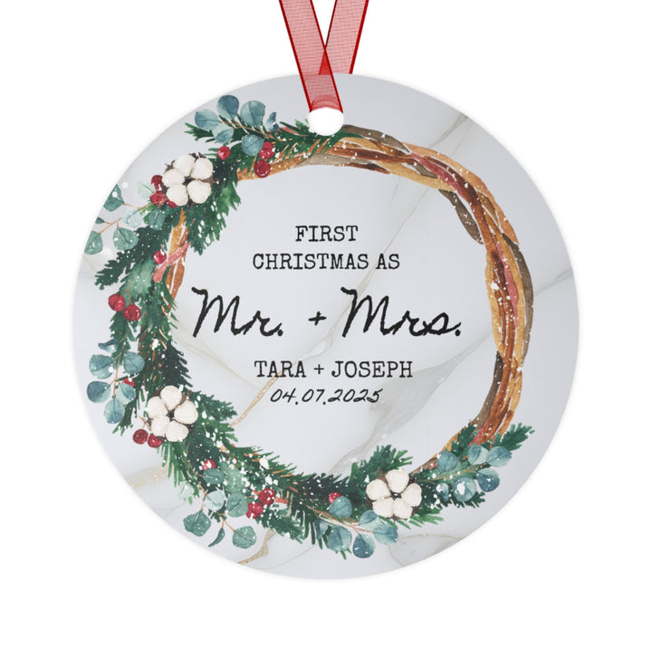 Mr And Mrs First Christmas Wedding Ornament, Ceramic, Personalized, Custom, Tree 16