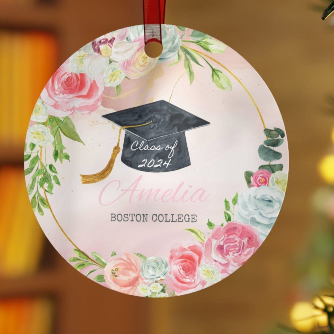 Graduation Graduate Girl Christmas Ornament, Ceramic, Personalized, Custom, Tree