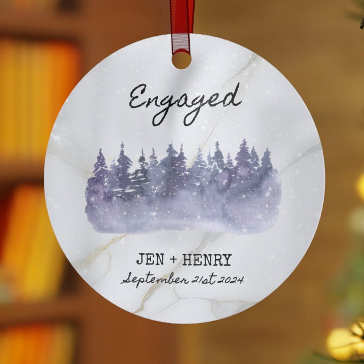 Engagement Engaged First Christmas Ornament, Ceramic, Personalized, Custom, Tree 9