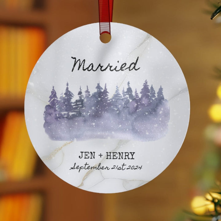 Mr And Mrs Winter Wedding First Christmas Ornament, Ceramic, Personalized, Custom, Tree