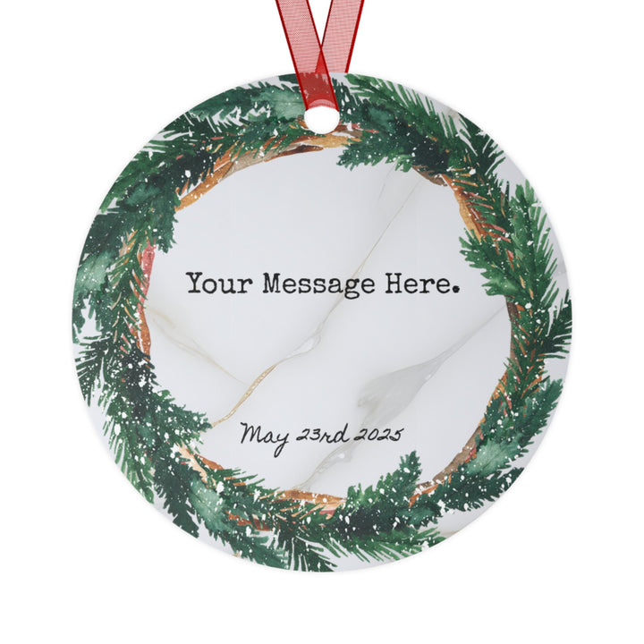 Message Name Wreath Christmas Ornament, Ceramic, Personalized, Custom, Tree 8