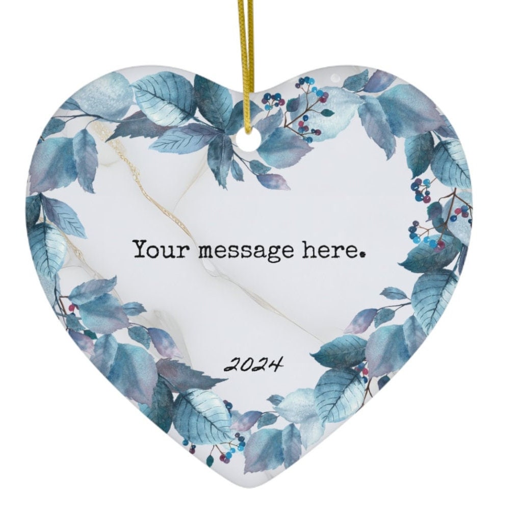 Message Name Christmas Ornament, Ceramic, Personalized, Custom, Floral 21