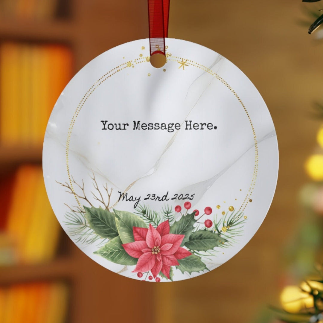 Message Name Wreath Christmas Ornament, Ceramic, Personalized, Custom, Tree