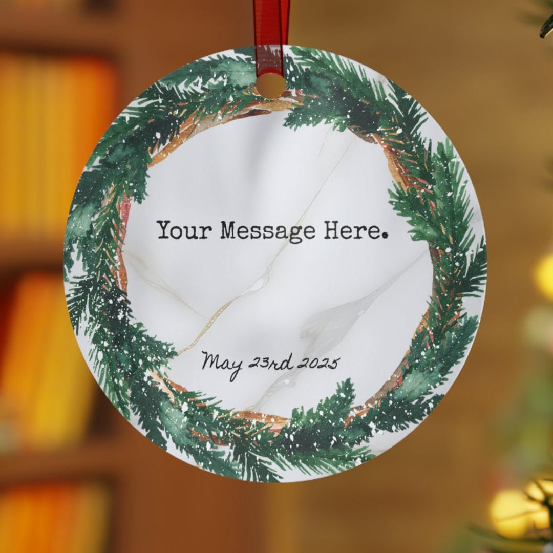 Message Name Wreath Christmas Ornament, Ceramic, Personalized, Custom, Tree 8