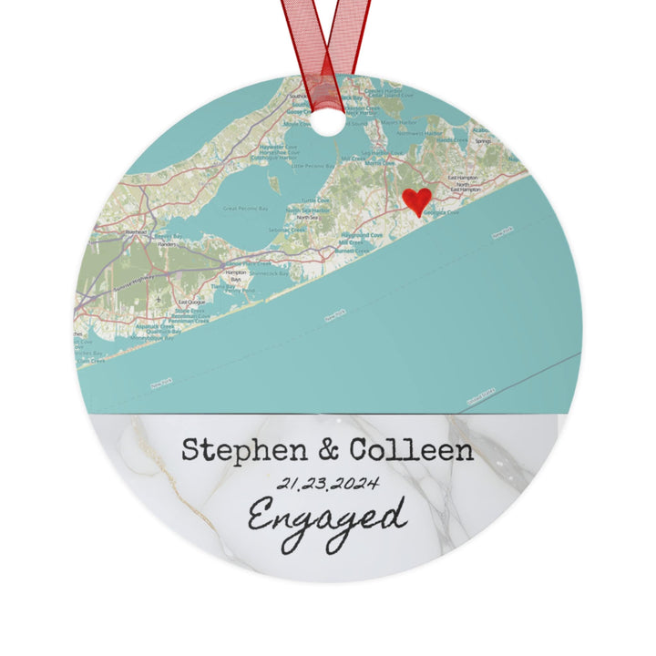 Map Ornament Engaged Wedding Christmas Ornament, Ceramic, Personalized, Custom, Tree 3