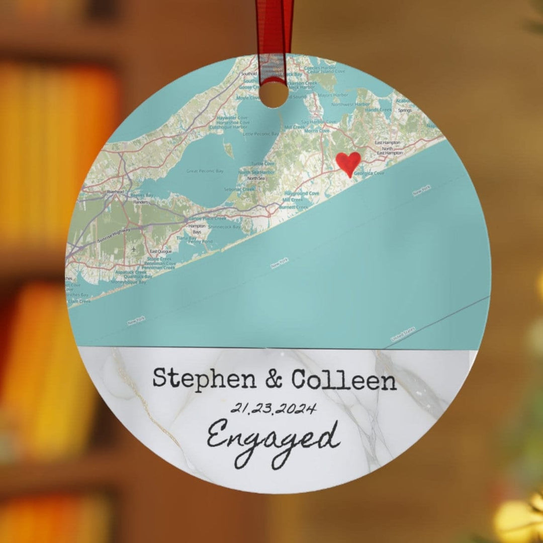 Map Ornament Engaged Wedding Christmas Ornament, Ceramic, Personalized, Custom, Tree 3